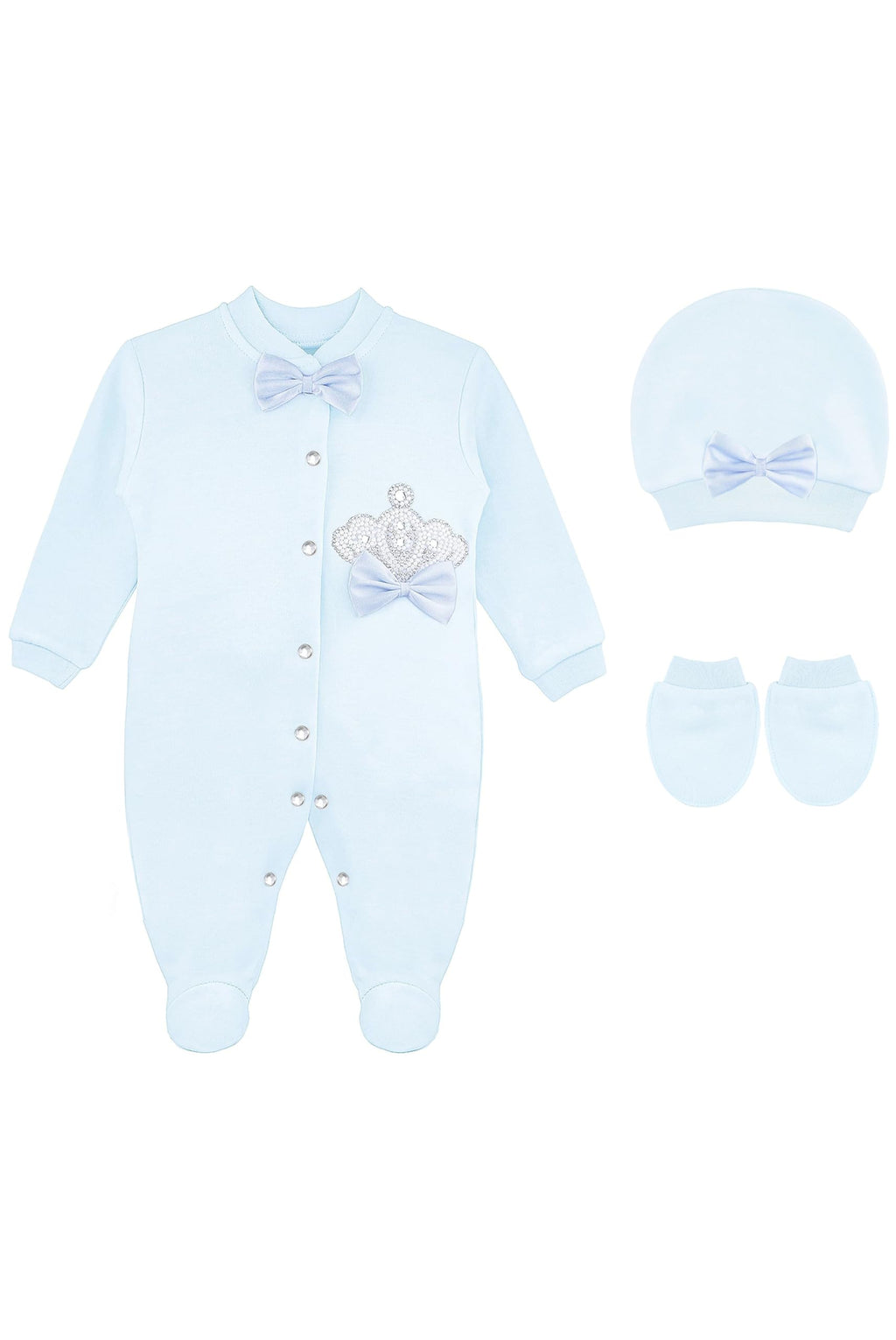 Lilax Baby Boy Newborn Crown Jewels Layette 3 Piece Gift Set