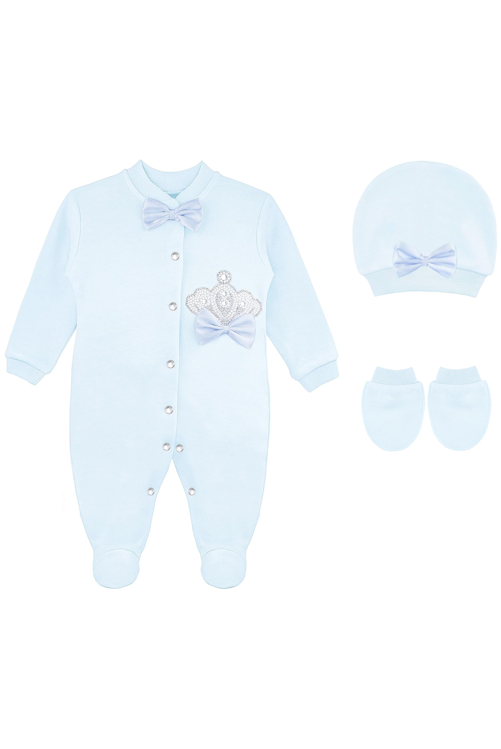 Lilax Baby Boy Newborn Crown Jewels Layette 3 Piece Gift Set