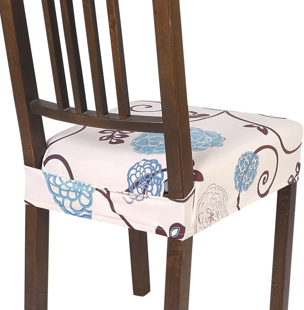 SearchI Stretch Dining Chair Seat Covers Set of 6, Soft Removable Washable Seat Cover for Dining Chairs, Dining Room Chair Cover Protector (Rear-Covered, Brown)