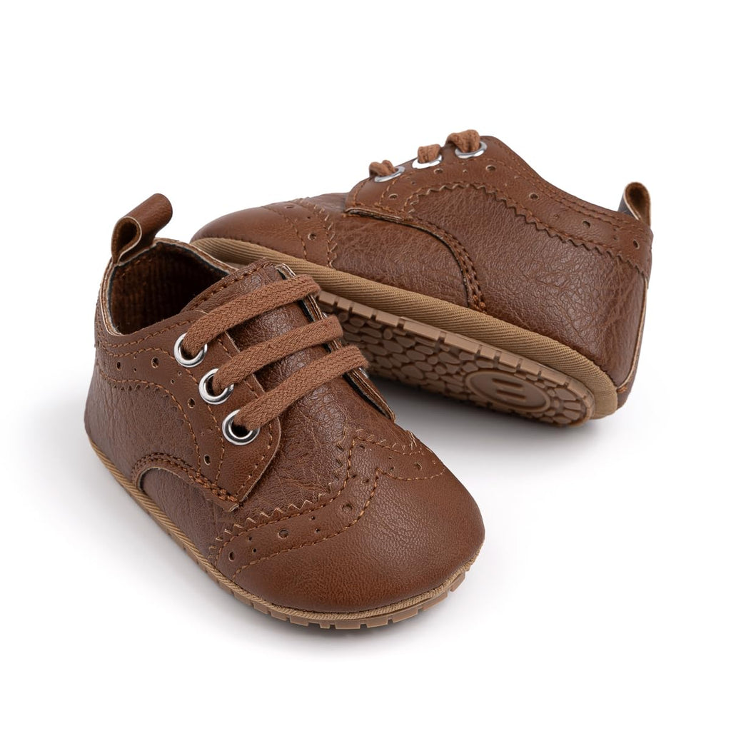 HsdsBebe Baby Boys Girls Oxford Shoes PU Leather Soft Rubber Sole Sneakers Anti-Slip Toddler Ankle Boots Infant Walking Shoes Moccasins