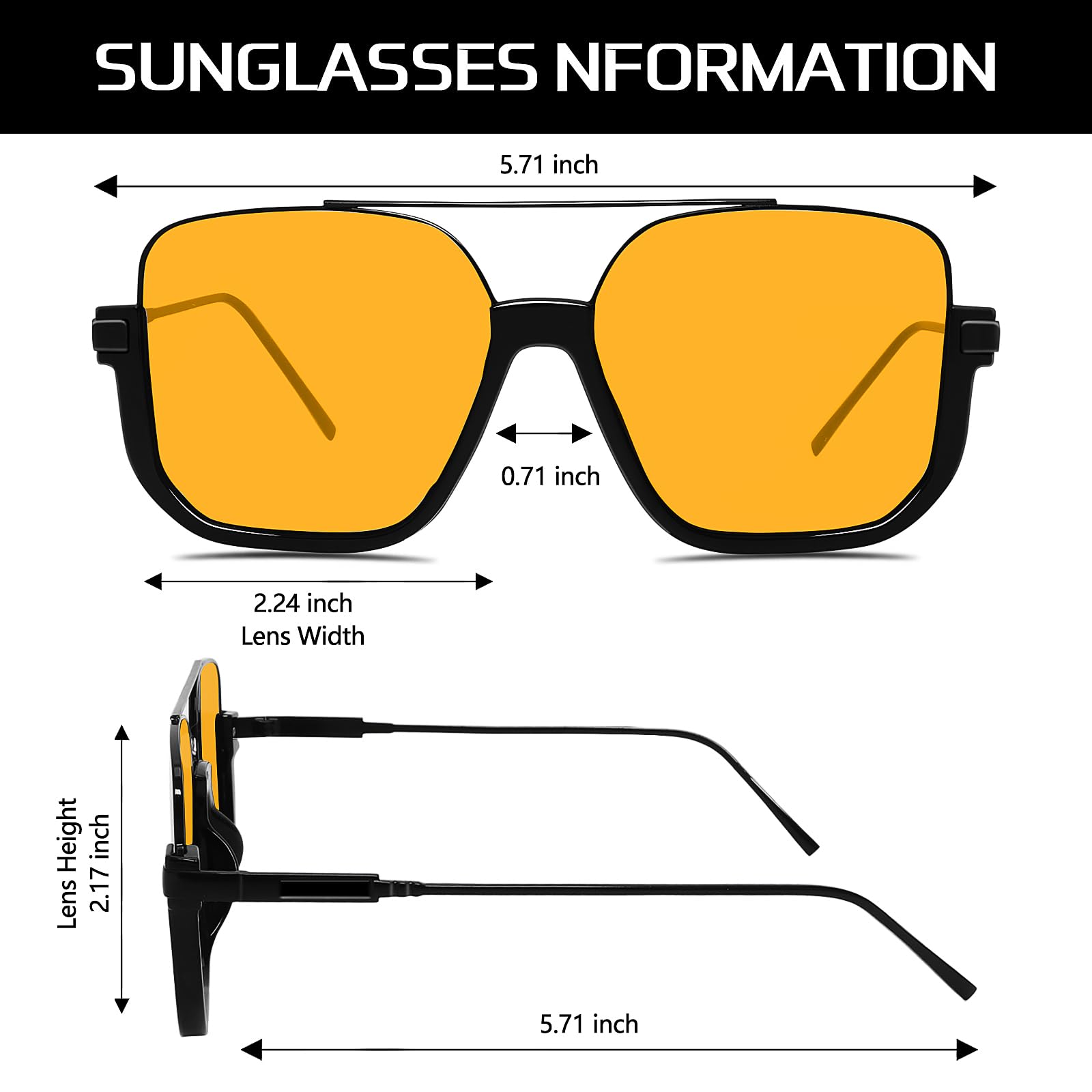 GUVIVI Retro Oversized Aviator Sunglasses for Women Men Square Double Bridge Pilot Sun Glasses 70s Trendy Shades