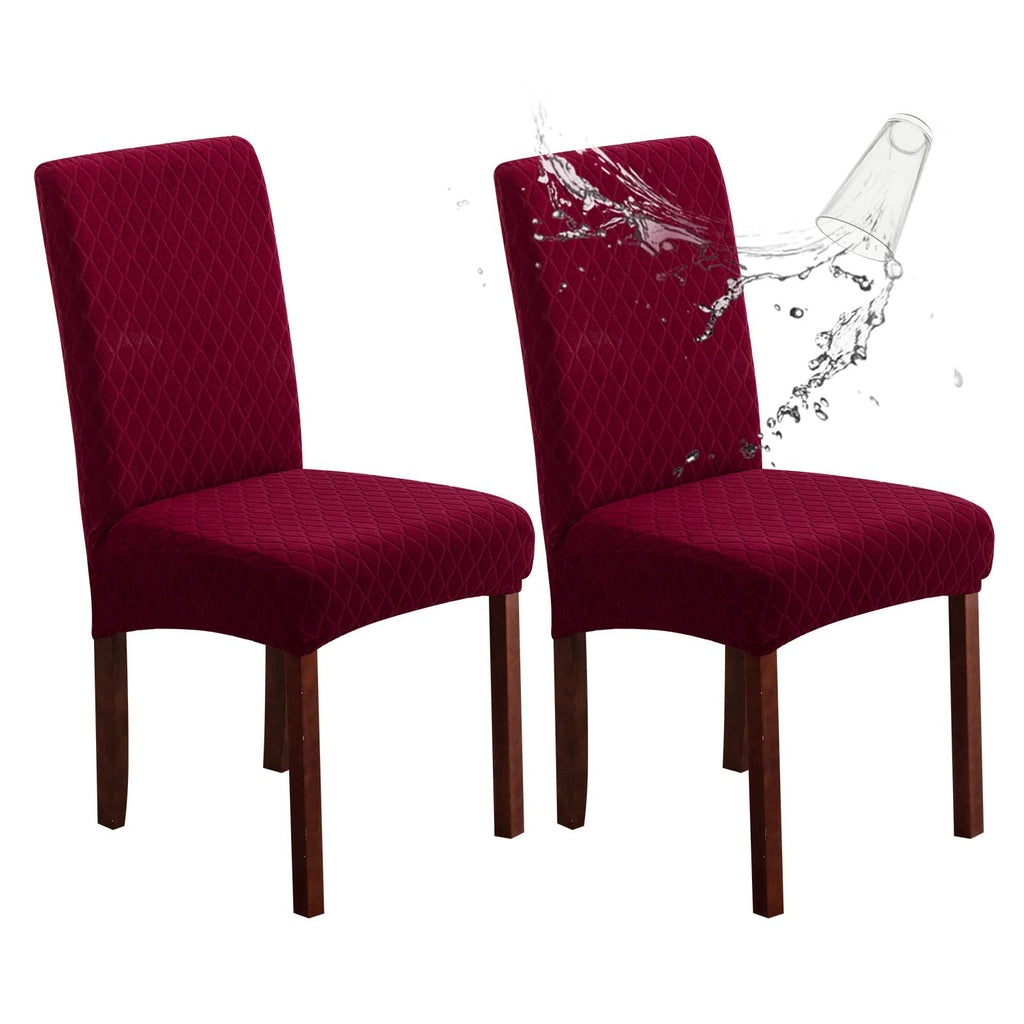 Genina Waterproof Chair Covers for Dining Room 6 Pack, Stretch Jacquard Dining Chair Cover Removable Washable Chair Protectors Cover for Kitchen, Home (Leaves-Warm Gray, 6 PCS)