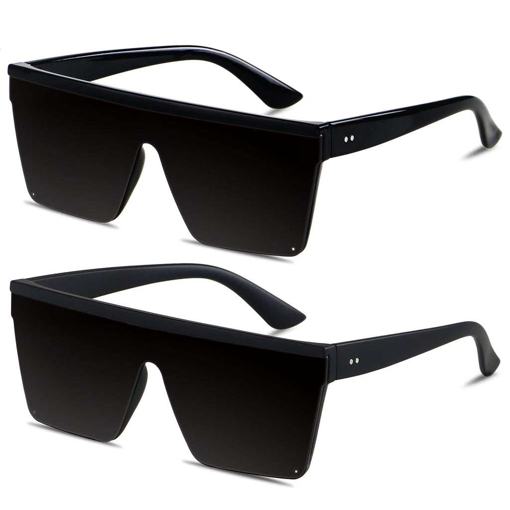 LYZOIT Square Oversized Sunglasses for Women Men Big Flat Top Fashion Shield Large UV Protection Rimless Shades