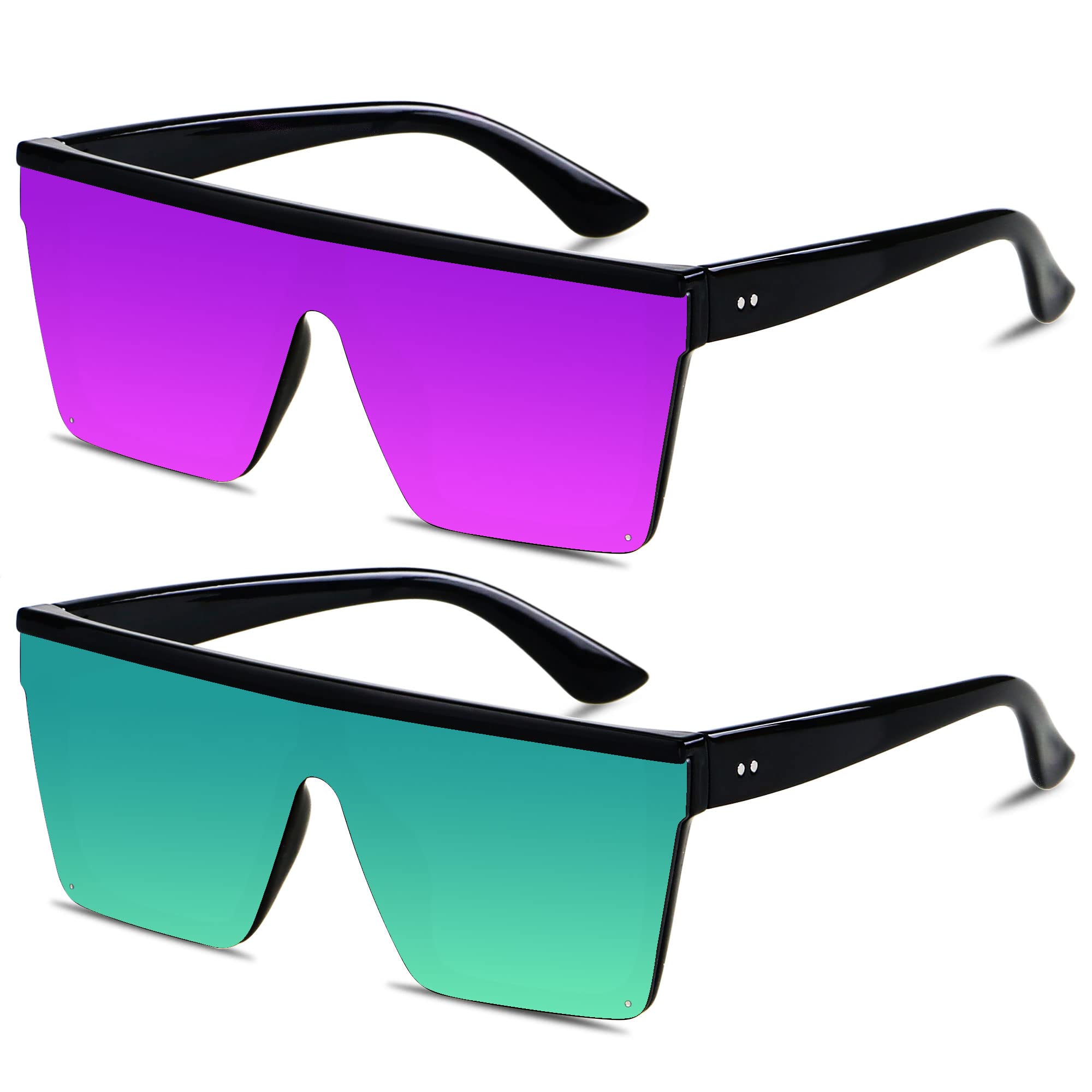 LYZOIT Square Oversized Sunglasses for Women Men Big Flat Top Fashion Shield Large UV Protection Rimless Shades
