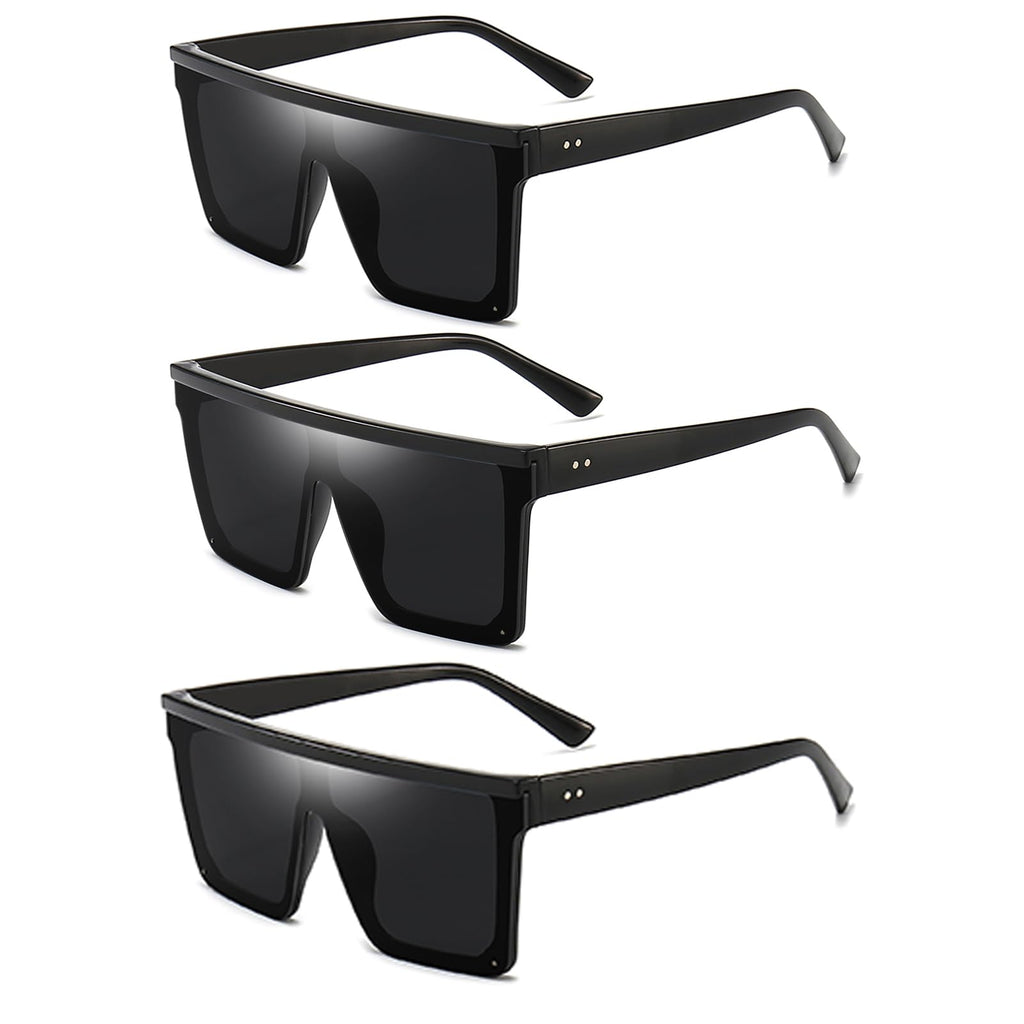 Dollger Square Oversized Sunglasses for Women Men Fashion Flat Top Big Black Frame Shades
