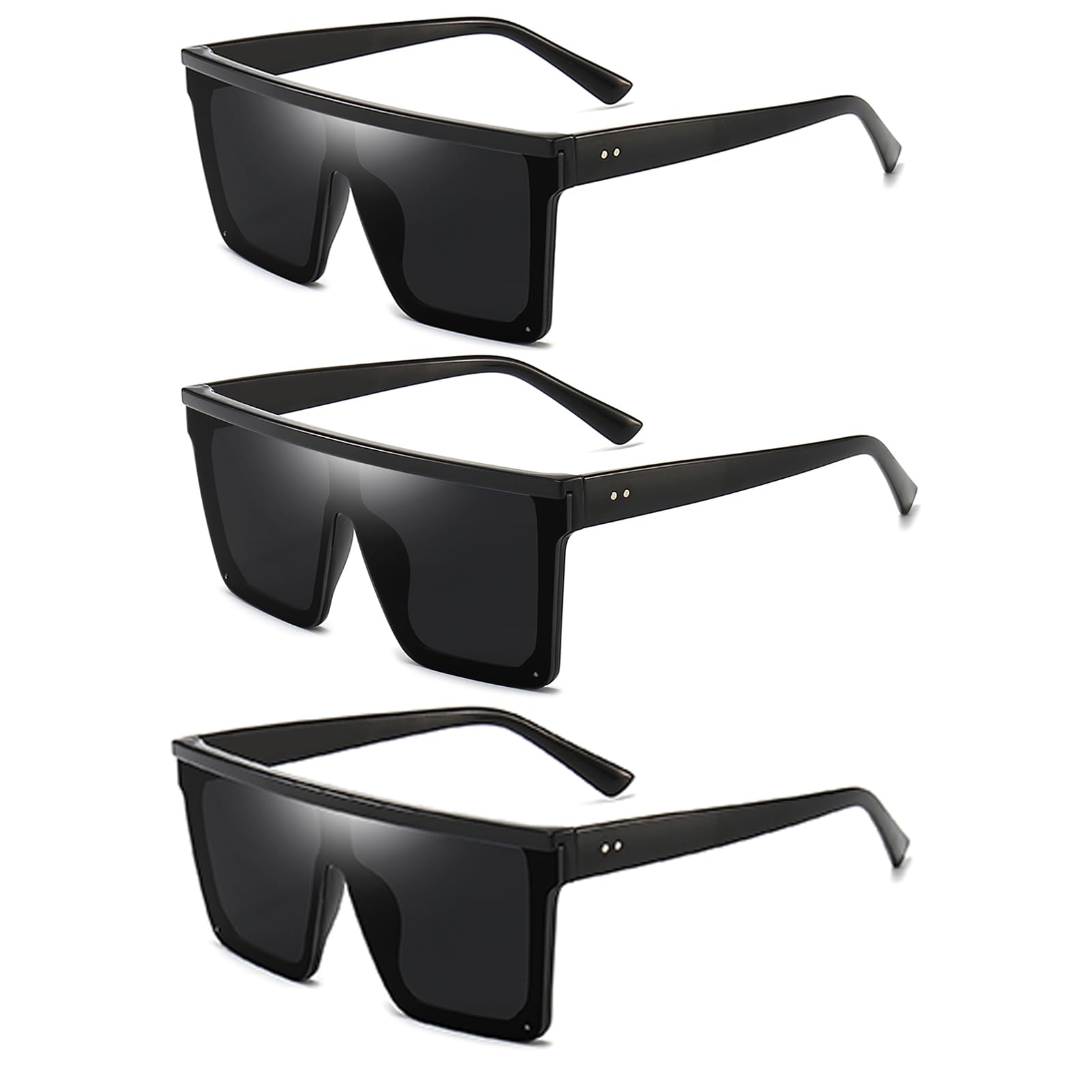 Dollger Square Oversized Sunglasses for Women Men Fashion Flat Top Big Black Frame Shades