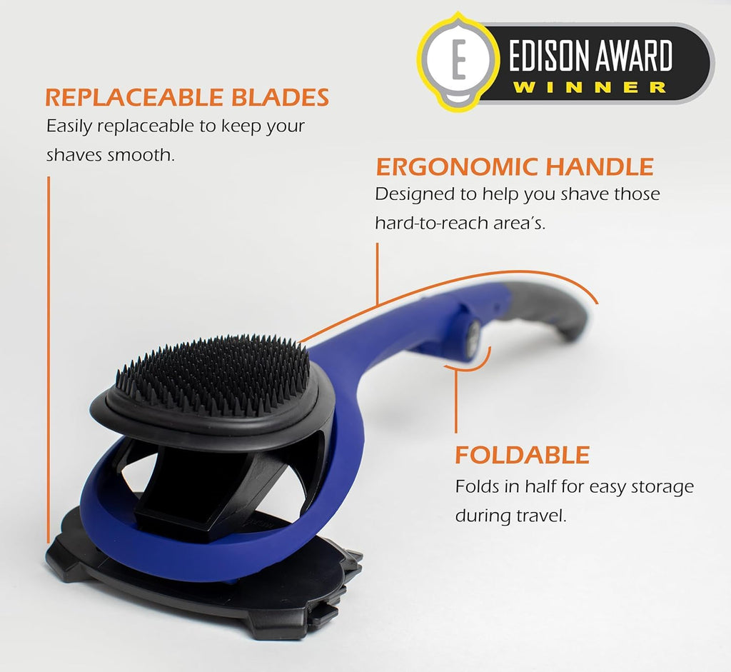 baKblade 2.0 PLUS - Back Shaver for Men (DIY), Ergonomic Handle, Shave Wet or Dry (Extra Blades Included)