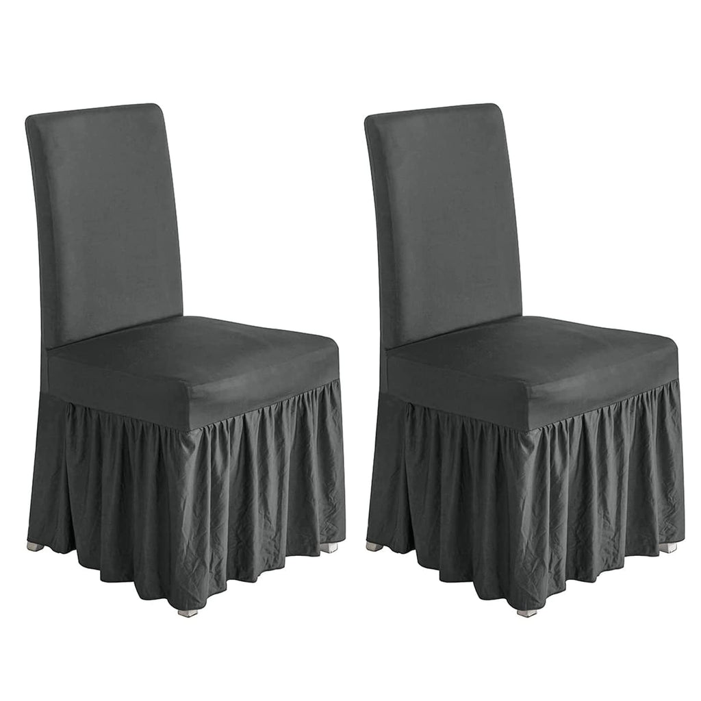 molasofa Chair Covers for Dining Room Set of 6 Stretch Chair Slipcovers with Skirt for Kitchen Seat Protectors Wedding Banquet Decor Kids Pets Spandex Fabric Washable (6pcs, Brown)