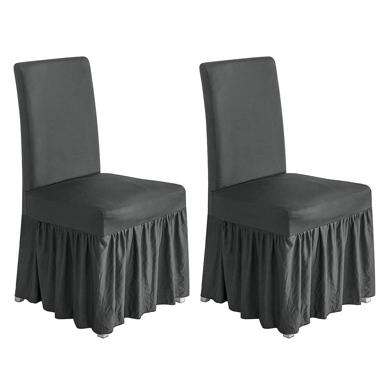 molasofa Chair Covers for Dining Room Set of 6 Stretch Chair Slipcovers with Skirt for Kitchen Seat Protectors Wedding Banquet Decor Kids Pets Spandex Fabric Washable (6pcs, Brown)