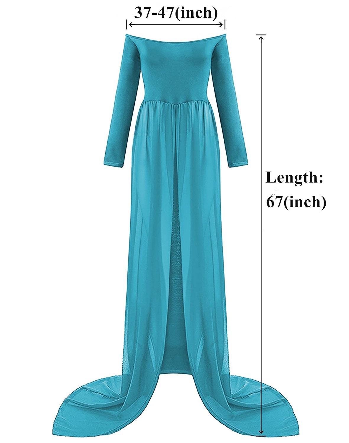 ZIUMUDY Maternity Maxi Chiffon Photography Dress Split Front Gown for Photoshoot