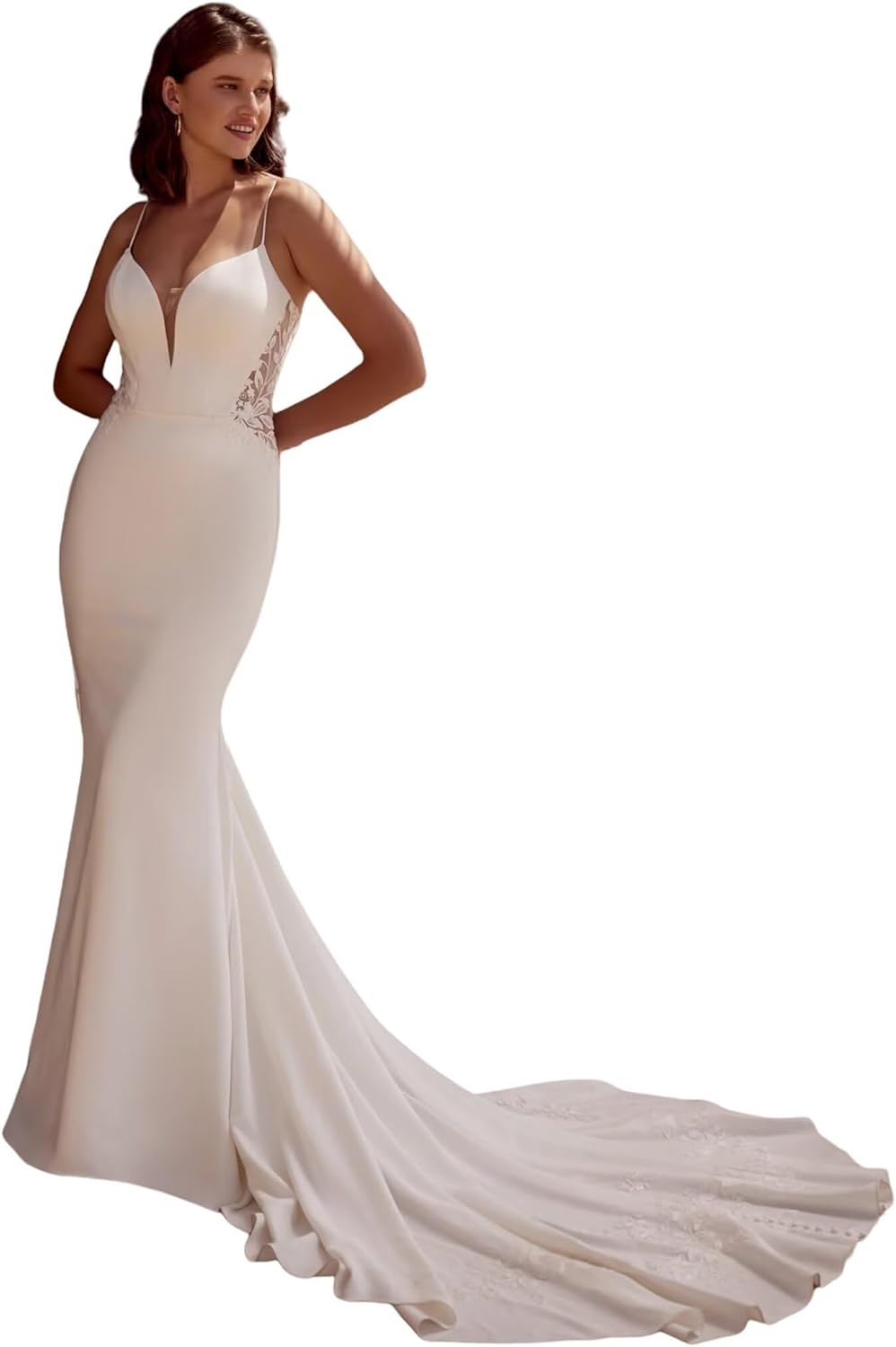 Wedding Dress for Bride Lace Appliques Mermaid Boho Beach Bridal Gowns BOF44