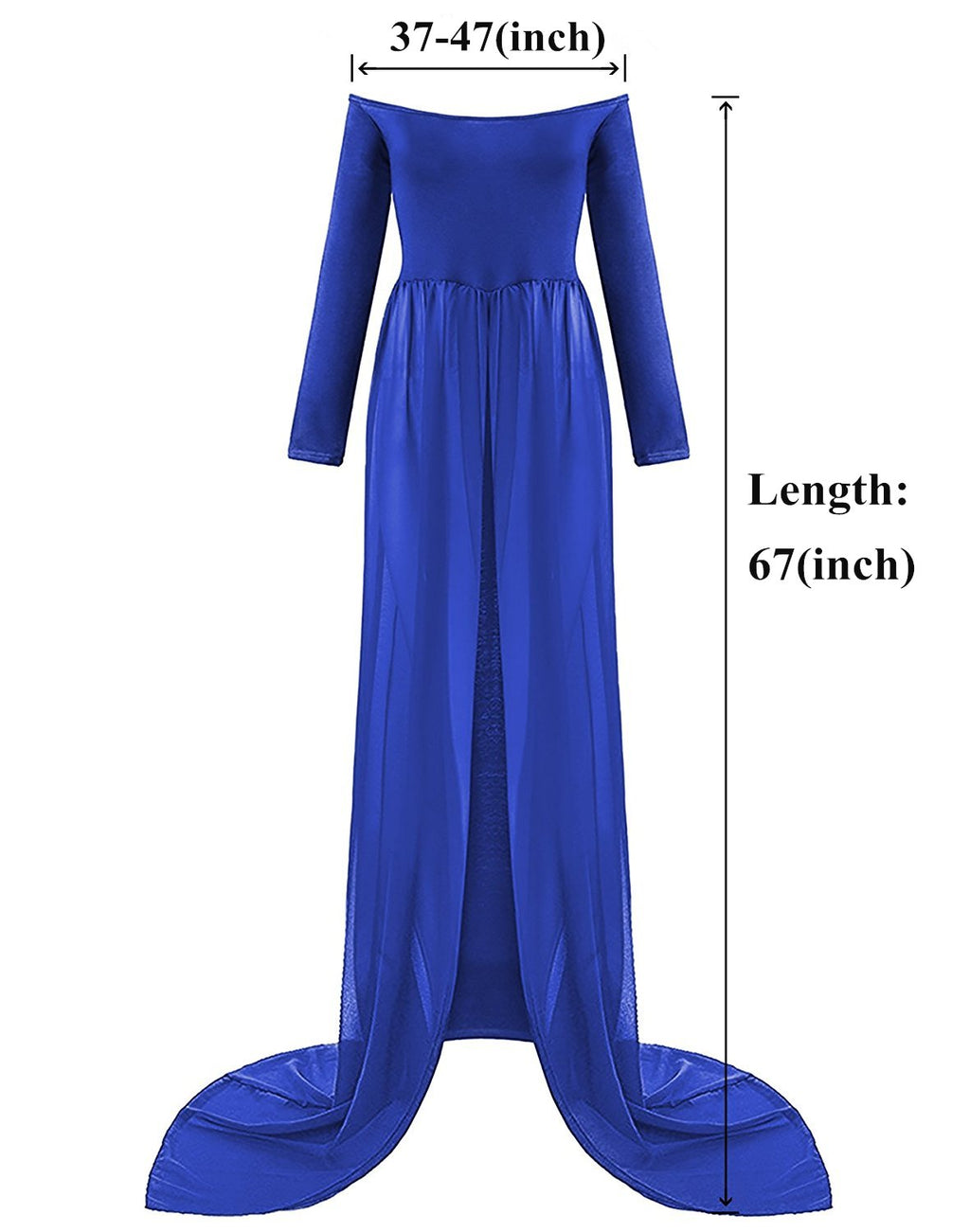 ZIUMUDY Maternity Maxi Chiffon Photography Dress Split Front Gown for Photoshoot