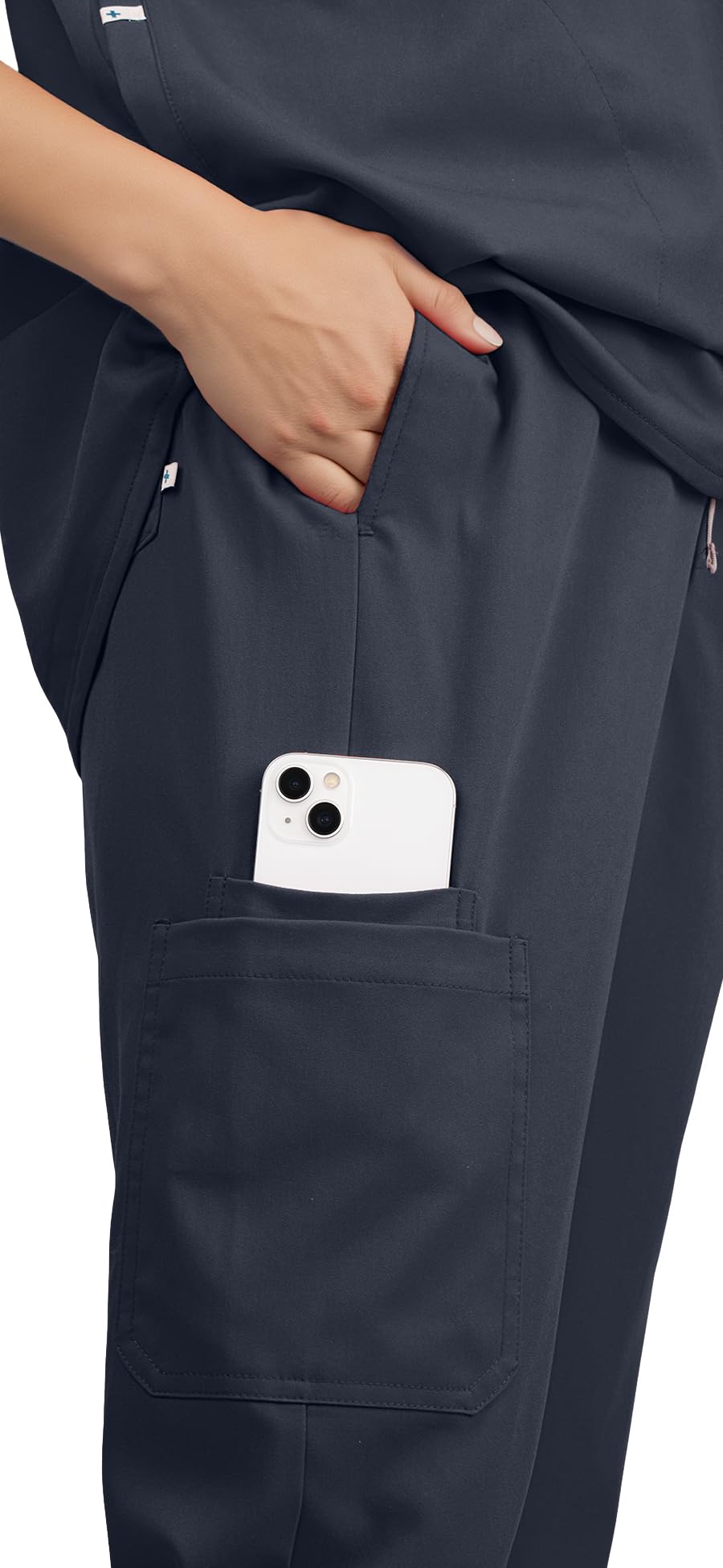 Scrubs for Women Set - Sleeveless Stand-Up Collar Scrub Top and Tapered Jogger Pants, 8-Pocket Work Uniform