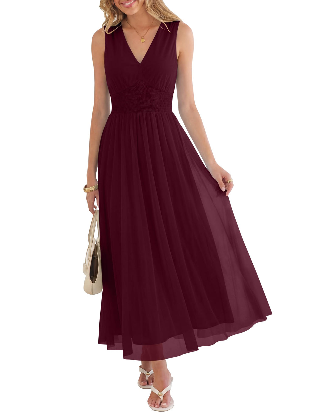 ANRABESS Womens Summer Floral Maxi Dress, A Line Tulle,Elegant for Wedding Guest & Beach Vacation,Flowy Casual Boho Outfits