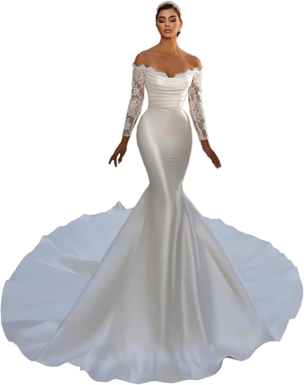 Wedding Dress for Bride Lace Appliques Mermaid Boho Beach Bridal Gowns BOF44
