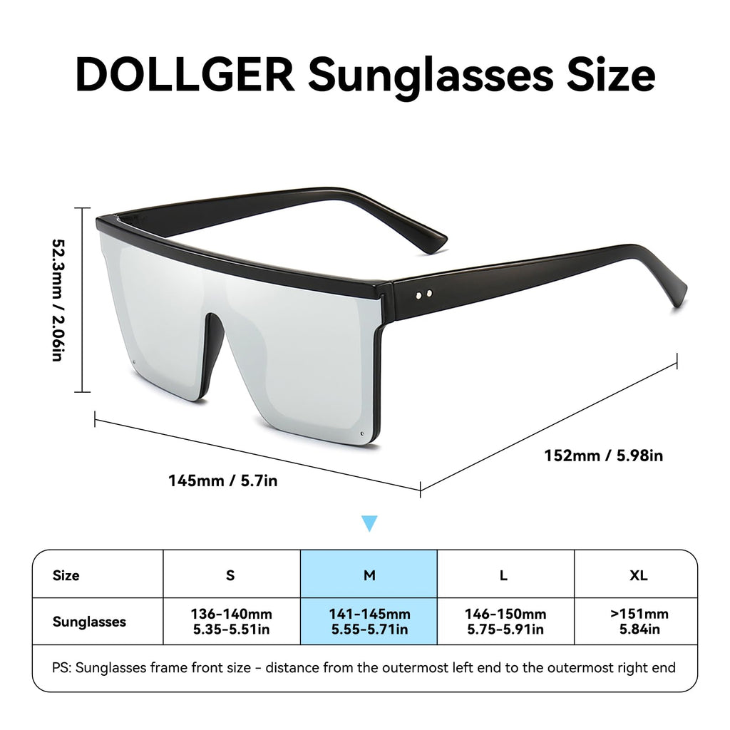 Dollger Square Oversized Sunglasses for Women Men Fashion Flat Top Big Black Frame Shades