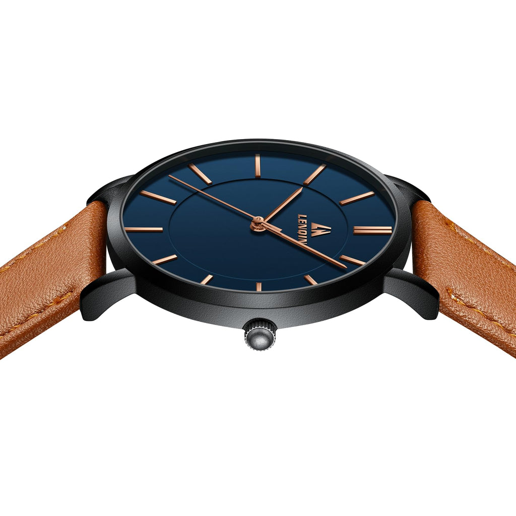 LN LENQIN Mens Watches Waterproof Stainless Steel Watch for Men Analog Quartz Fashion Business Designer Wristwatch