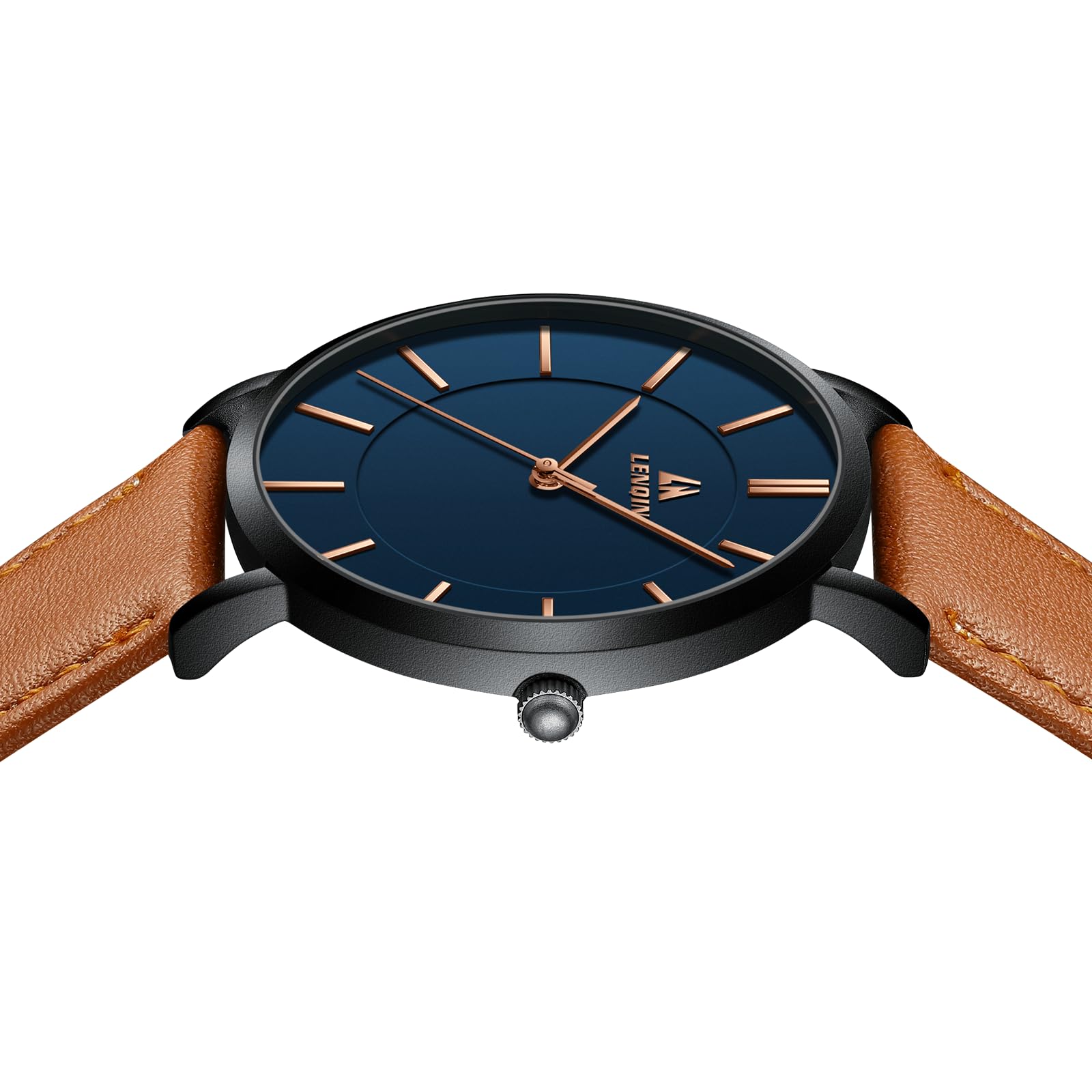 LN LENQIN Mens Watches Waterproof Stainless Steel Watch for Men Analog Quartz Fashion Business Designer Wristwatch