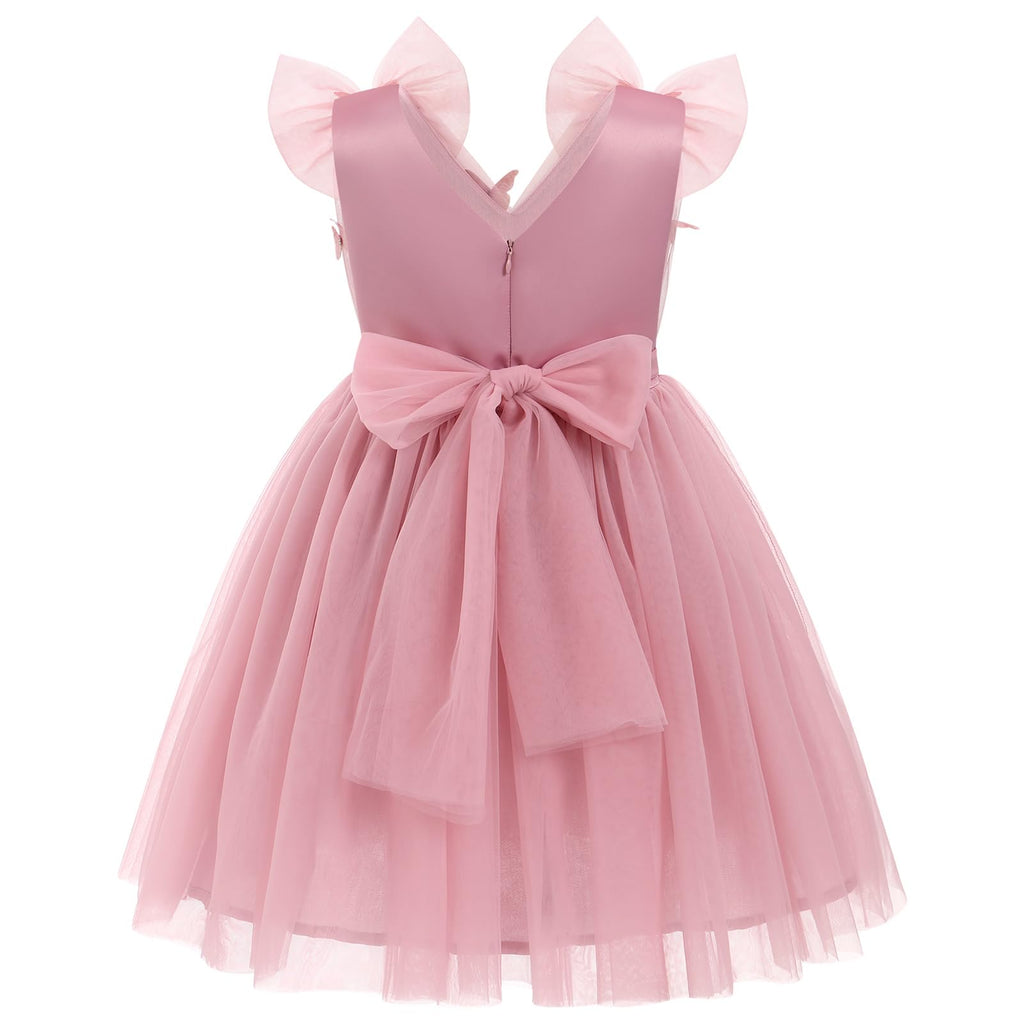 IMEKIS Toddler Kids Girls Butterfly Dress Sparkle Sequins Tulle Wedding Formal Birthday Dresses 2-10T