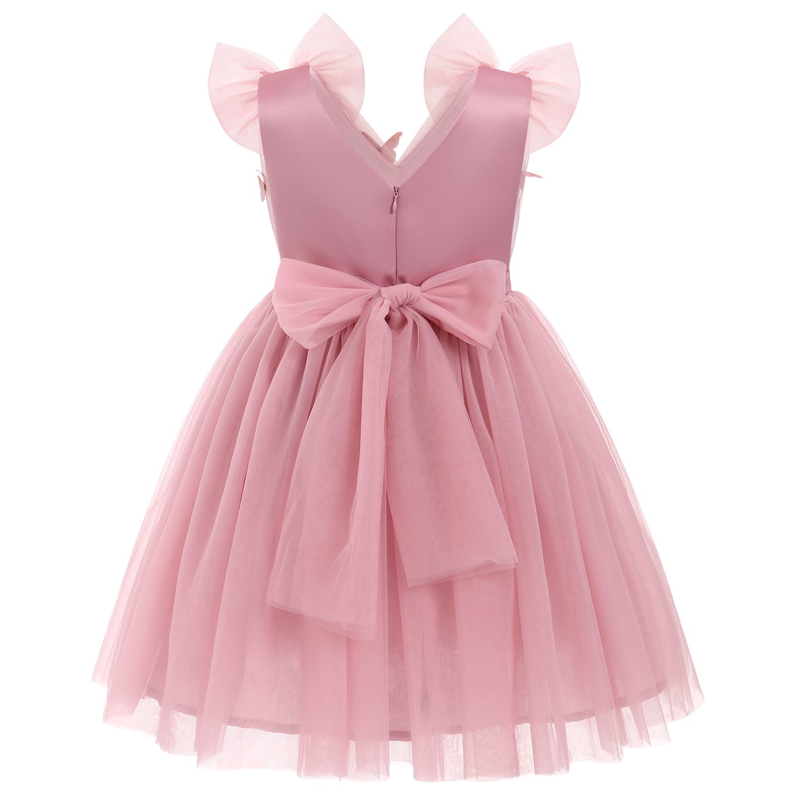 IMEKIS Toddler Kids Girls Butterfly Dress Sparkle Sequins Tulle Wedding Formal Birthday Dresses 2-10T