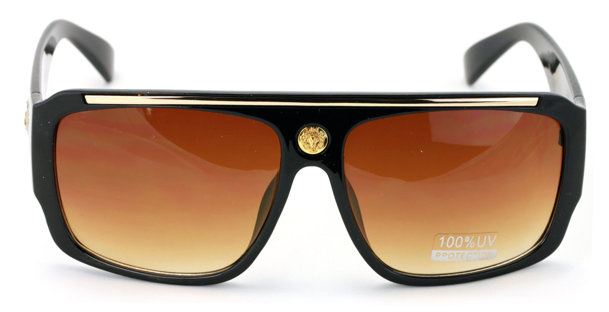 Lion Head Flat Top Hip Hop Rapper Retro Bold Sunglasses