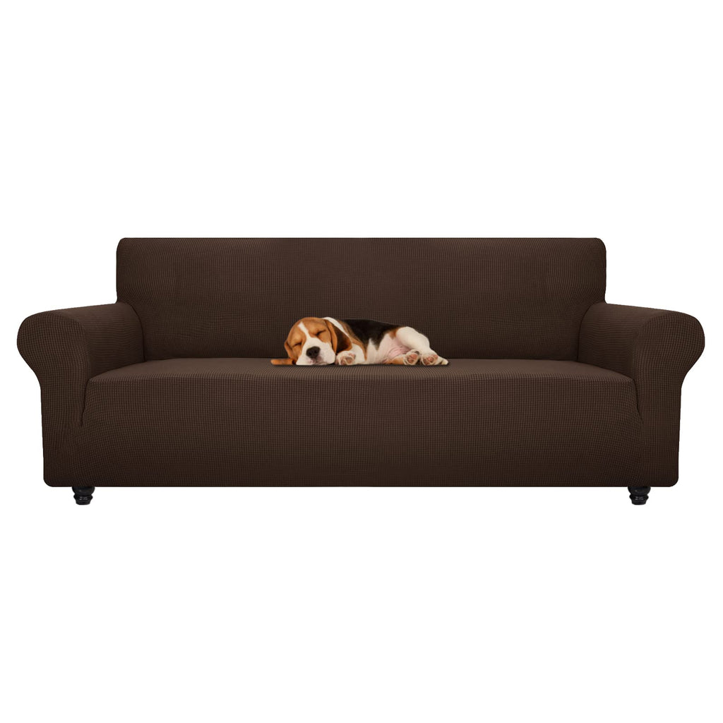 ZNSAYOTX Super Stretch Chair Slipcover (30"-47"), New Striped Sofa Chair Covers for Living Room, Dogs Pet Friendly Anti-Slip Chair Protector Spandex Armchair Slipcovers (Beige, Chair)