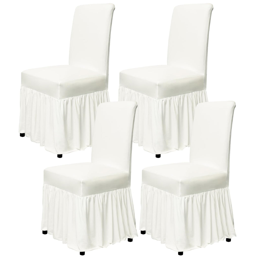 molasofa Chair Covers for Dining Room Set of 6 Stretch Chair Slipcovers with Skirt for Kitchen Seat Protectors Wedding Banquet Decor Kids Pets Spandex Fabric Washable (6pcs, Brown)