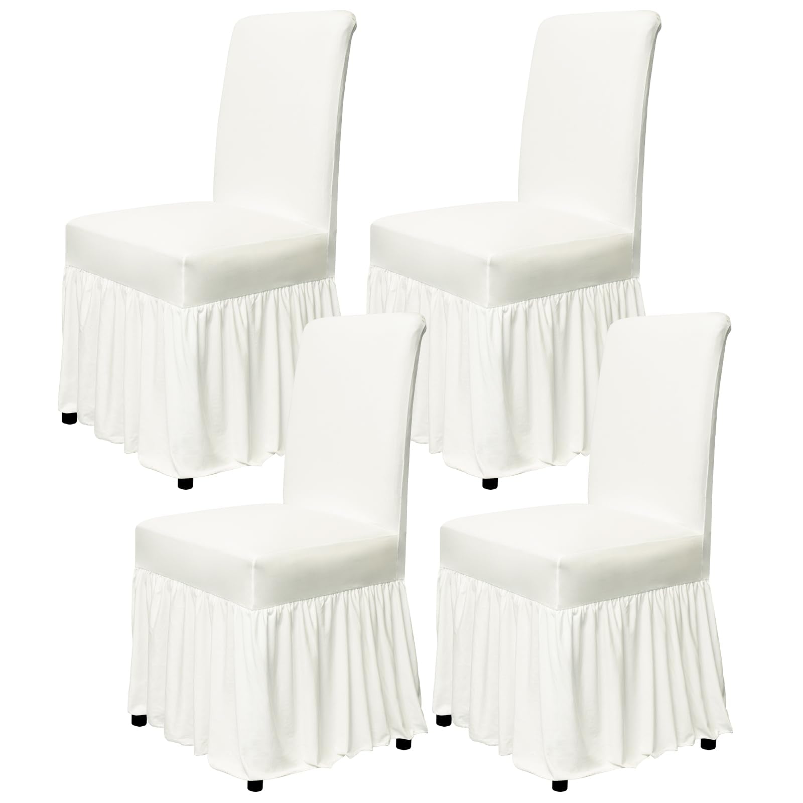 molasofa Chair Covers for Dining Room Set of 6 Stretch Chair Slipcovers with Skirt for Kitchen Seat Protectors Wedding Banquet Decor Kids Pets Spandex Fabric Washable (6pcs, Brown)