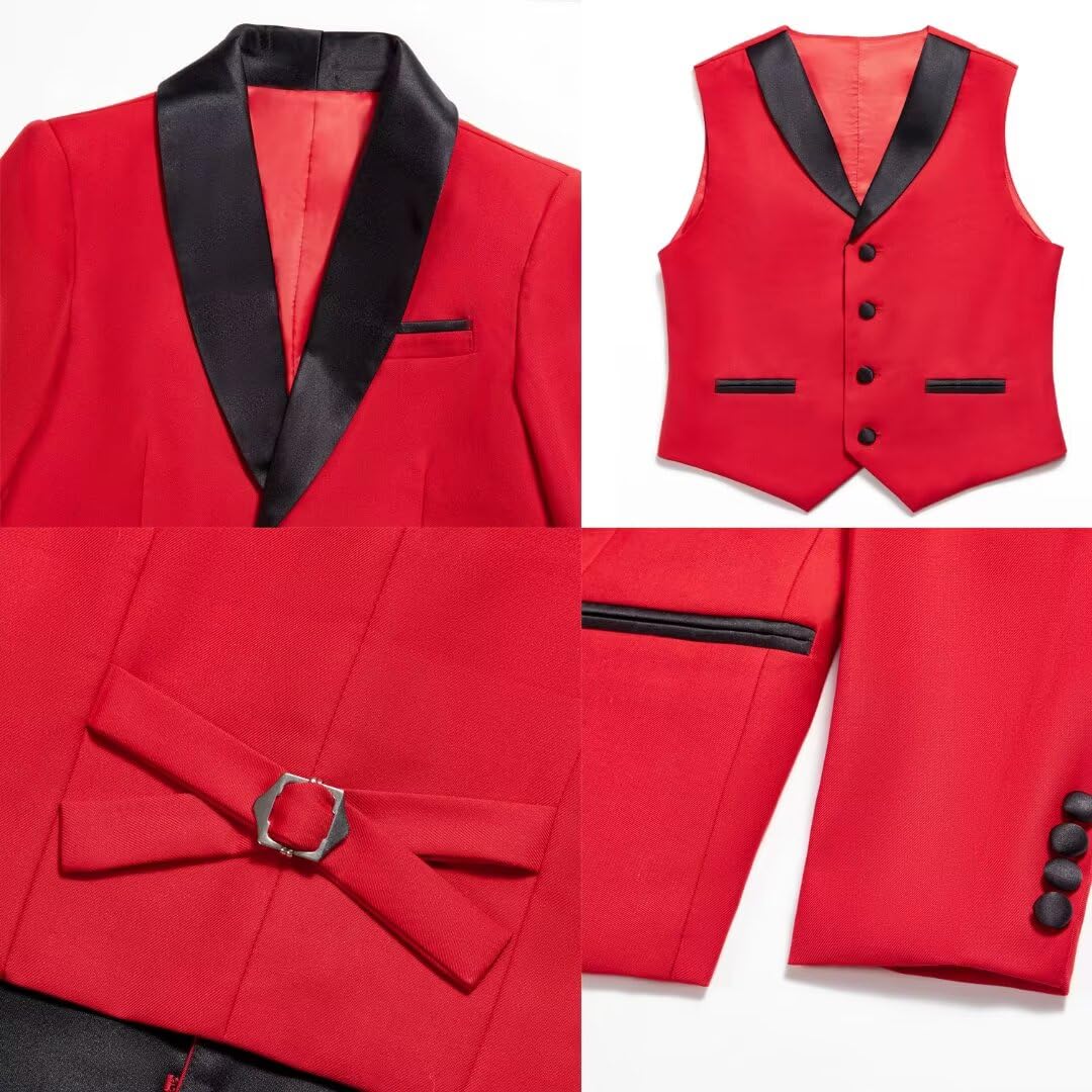 Shawl Lapel Boys Tuxedo Suit with Black Pants, Slim Fit Boys Suit for Toddler, Formal Dress Tuxedo Suits for Boy