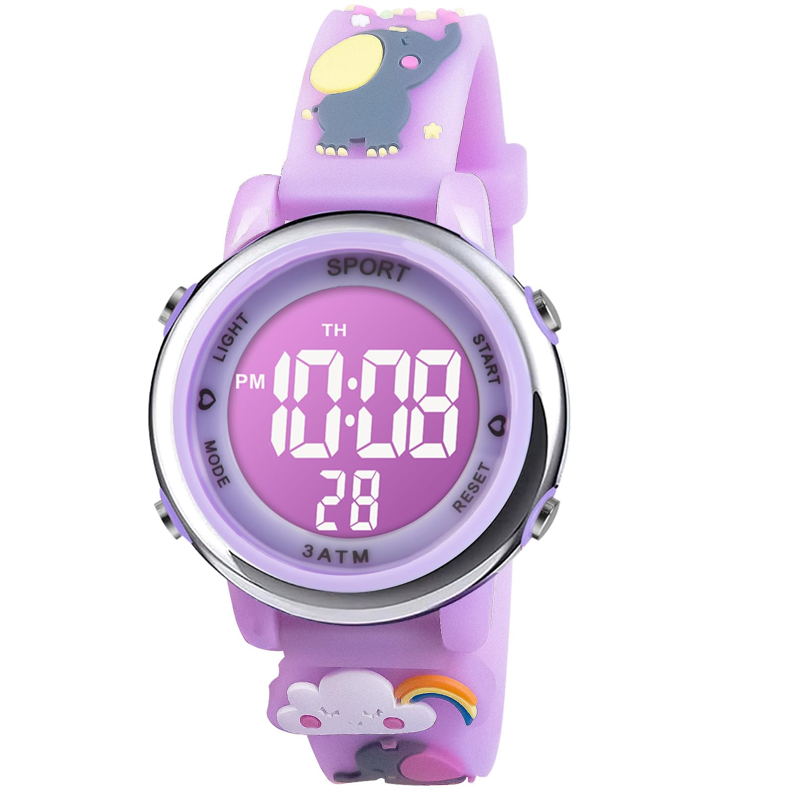 Vicloon Kids Watch, Toddler Digital Watch, Digital Watch LED Electrical Watches 7 Color Lights Watch Sport Outdoor with Alarm Stopwatch Unicorn Toys Gift for 6-12 Year Girls Children Wristwatch