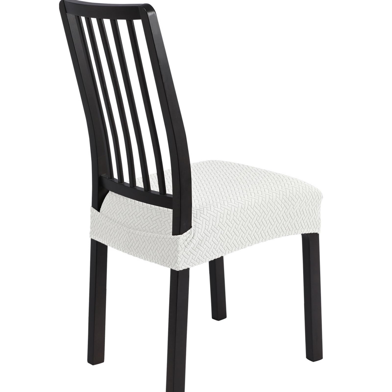 SearchI Stretch Dining Chair Seat Covers Set of 6, Soft Removable Washable Seat Cover for Dining Chairs, Dining Room Chair Cover Protector (Rear-Covered, Brown)