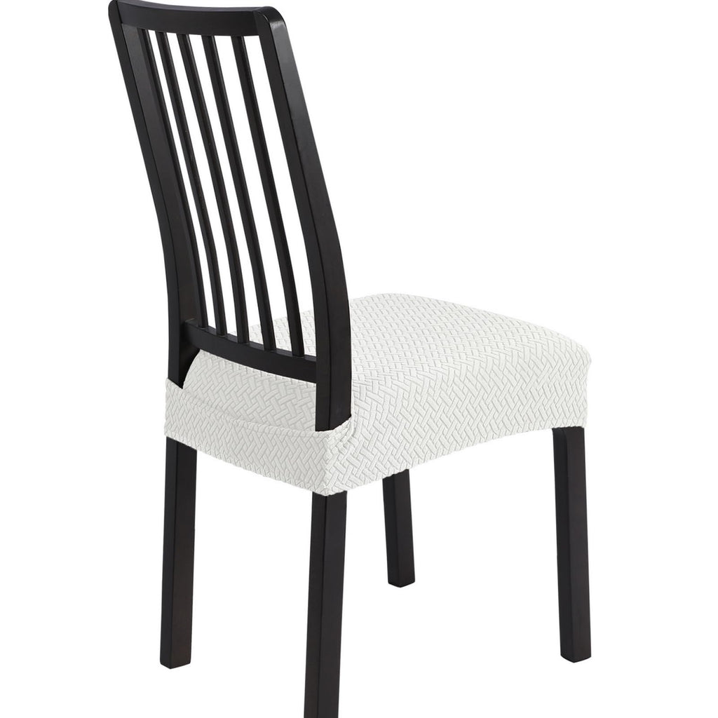 SearchI Stretch Dining Chair Seat Covers Set of 6, Soft Removable Washable Seat Cover for Dining Chairs, Dining Room Chair Cover Protector (Rear-Covered, Brown)