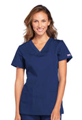 Cherokee Women's V-Neck Scrub Top - Modern Classic Shirt with 3 Pockets, Instrument Loop & Fade Resistant Fabric - WW645