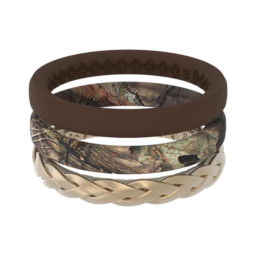 Groove Life Mossy Oak Camo Silicone Ring Breathable Rubber Wedding Rings for Men and Women, Unique Design, Comfort Fit Ring