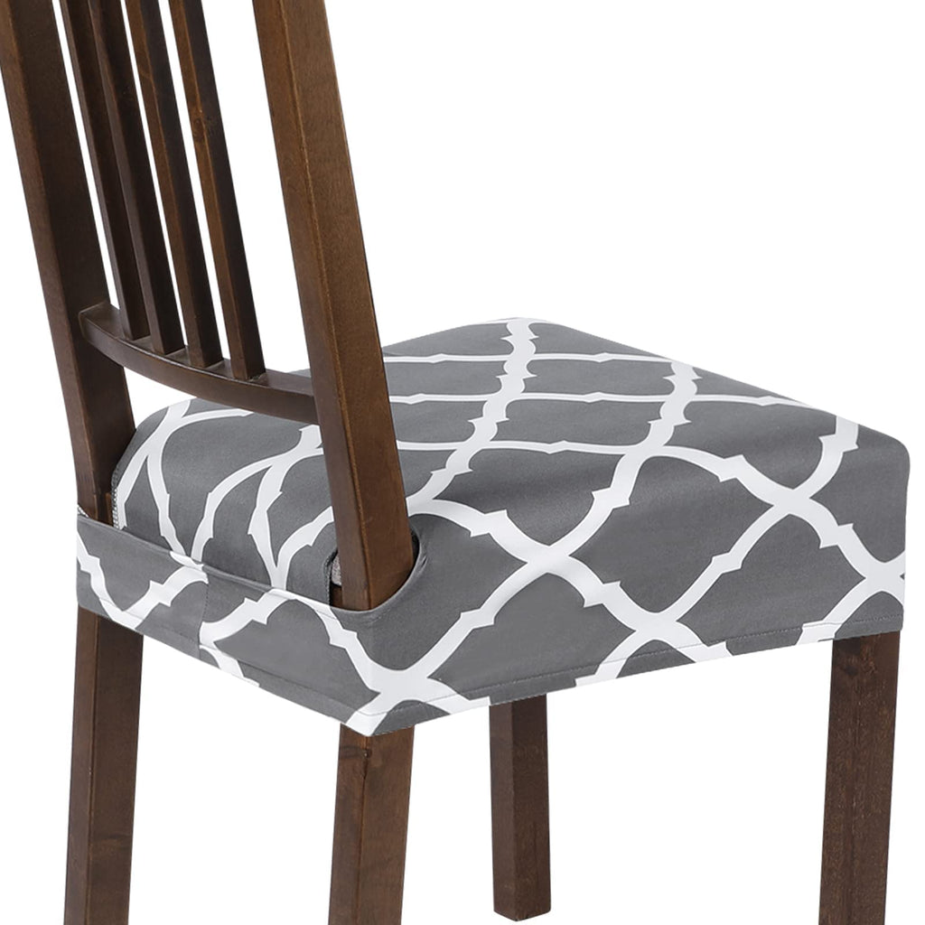 SearchI Stretch Dining Chair Seat Covers Set of 6, Soft Removable Washable Seat Cover for Dining Chairs, Dining Room Chair Cover Protector (Rear-Covered, Brown)