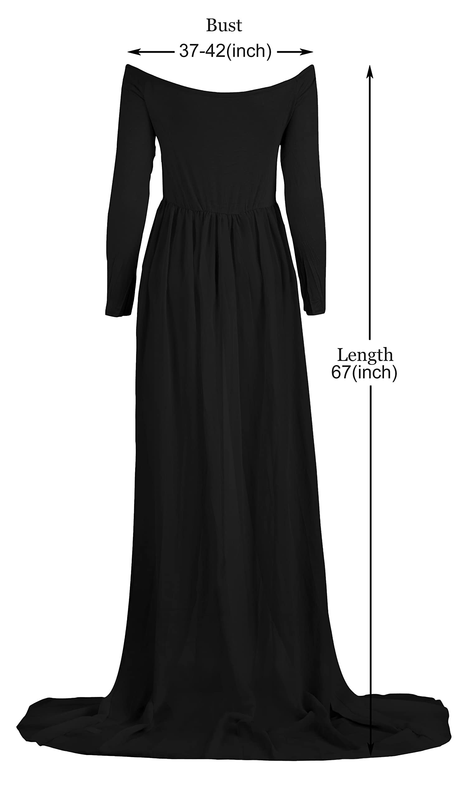 Mommy Jennie Maternity Dress Off Shoulder Long Sleeve Split Front Chiffon Gown for Photoshoot