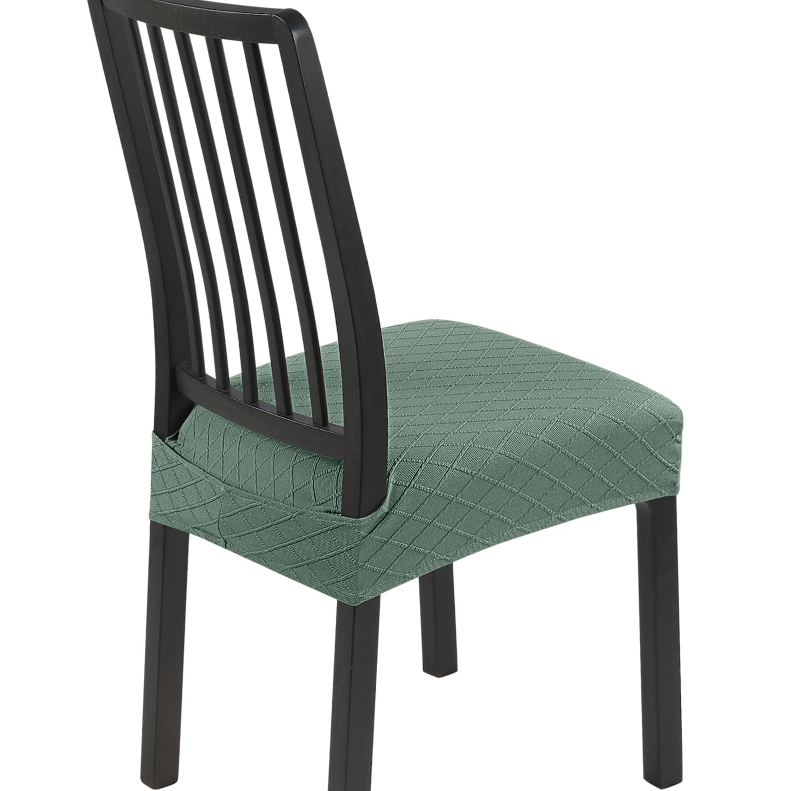 SearchI Stretch Dining Chair Seat Covers Set of 6, Soft Removable Washable Seat Cover for Dining Chairs, Dining Room Chair Cover Protector (Rear-Covered, Brown)