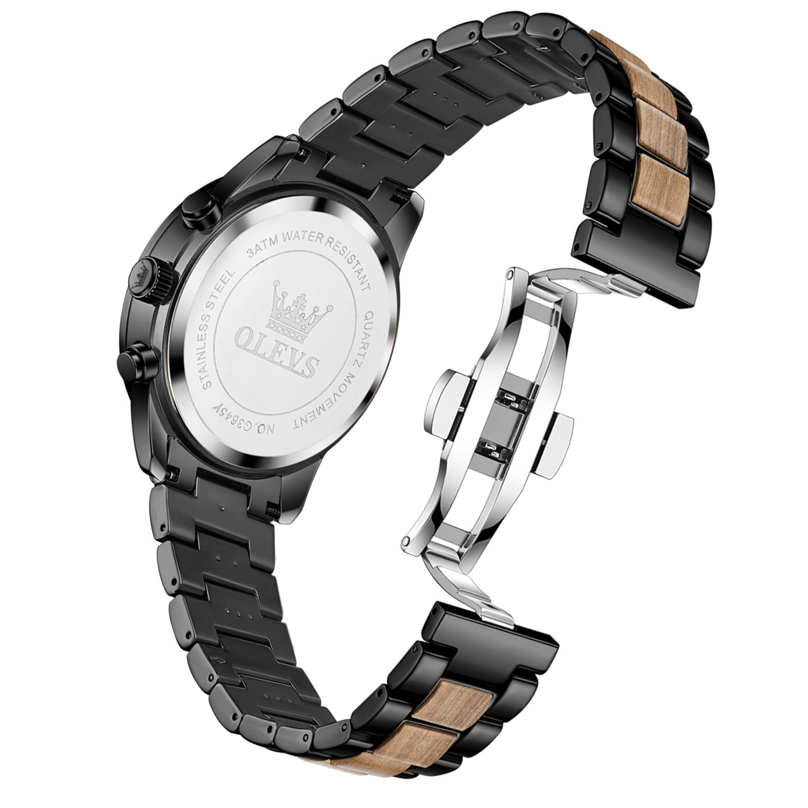 OLEVS Men Analog Quartz Waterproof Watches Multifunction Chronograph Diamond Moon Phase Luminous Silicone Band Wrist Watches
