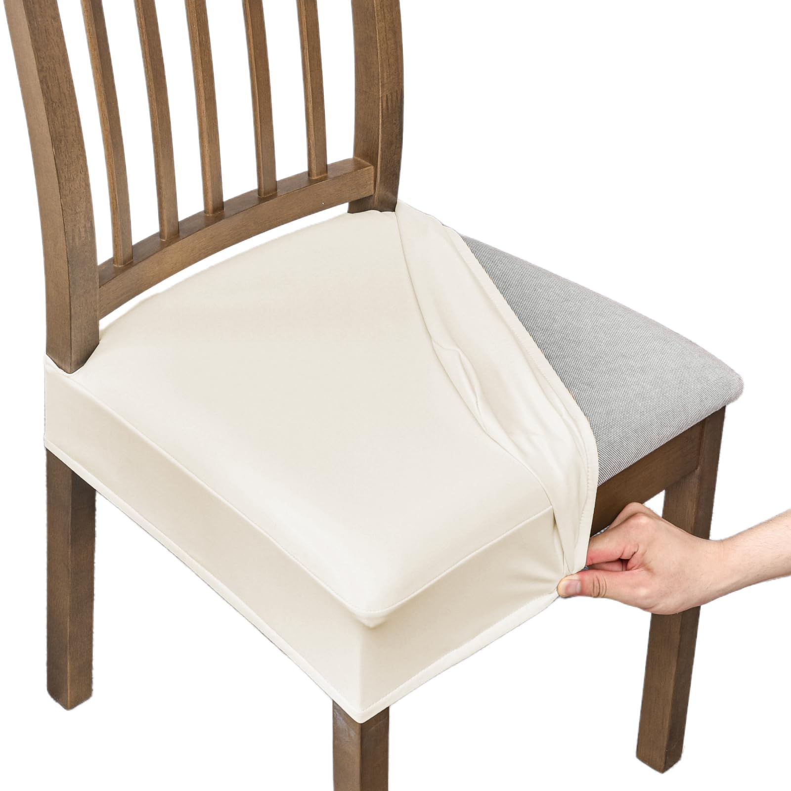 NILUOH Waterproof Seat Covers for Dining Room Chairs Set of 6, Pu Leather Chair Seat Slipcovers Dining Chair Cover Removable Washable Chair Protctor Cover, Rear Covers (PU-Coffee)
