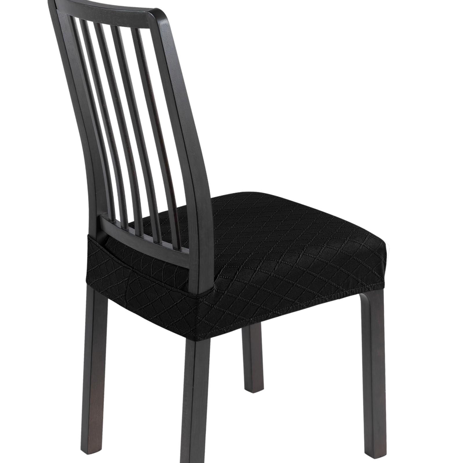SearchI Stretch Dining Chair Seat Covers Set of 6, Soft Removable Washable Seat Cover for Dining Chairs, Dining Room Chair Cover Protector (Rear-Covered, Brown)