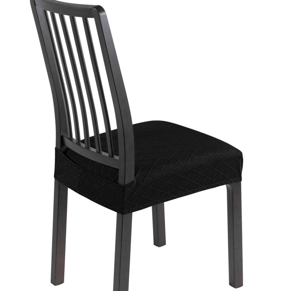 SearchI Stretch Dining Chair Seat Covers Set of 6, Soft Removable Washable Seat Cover for Dining Chairs, Dining Room Chair Cover Protector (Rear-Covered, Brown)