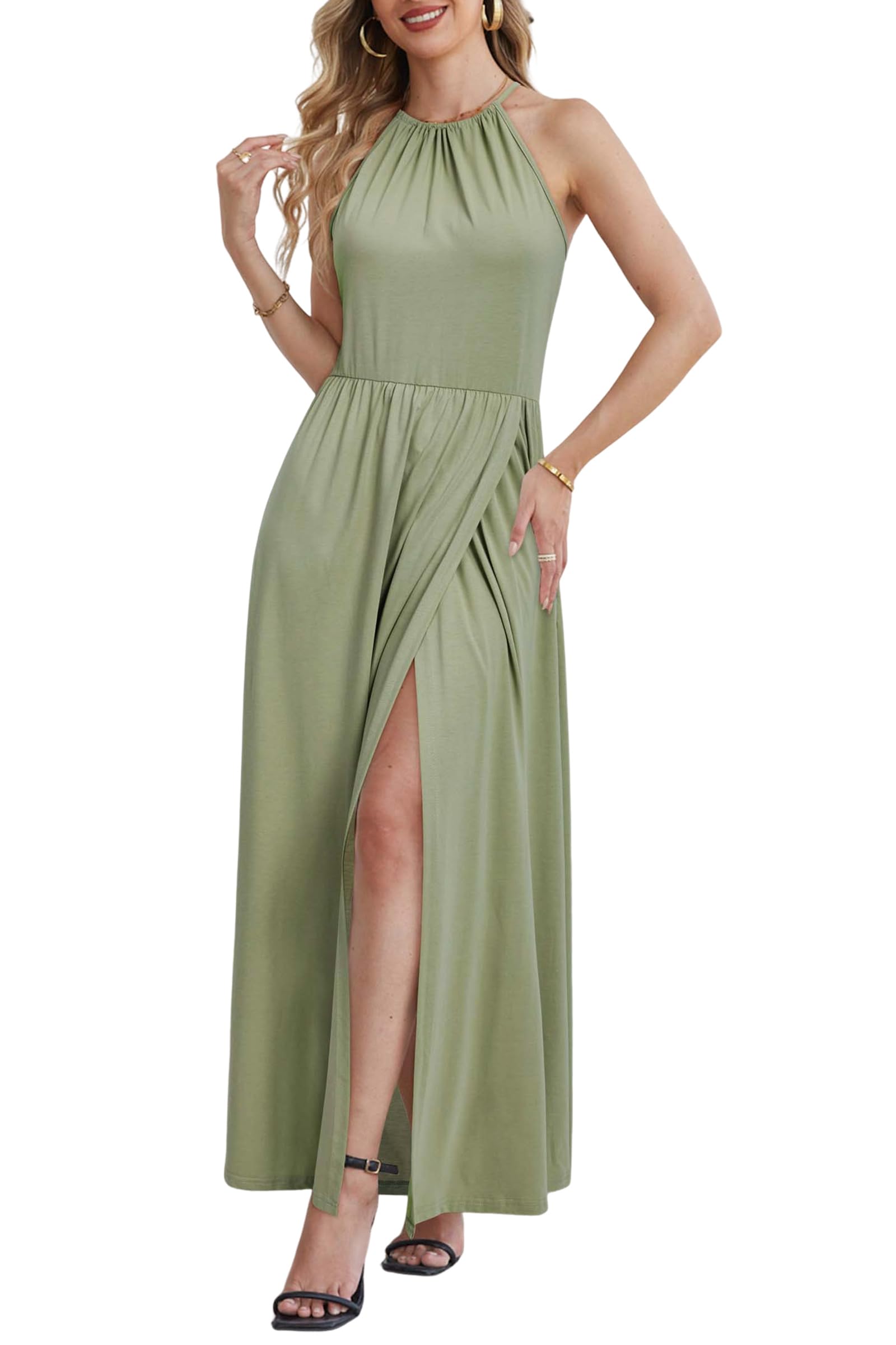 KILIG Women's Summer Floral Beach Flowy Split Maxi Long Dresses
