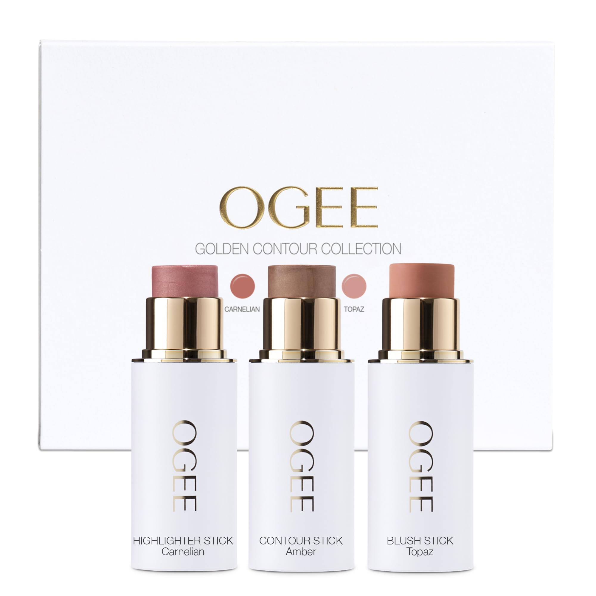 Ogee Sculpted Face Stick (MOONSTONE - ULTRAVIOLET SHEEN) Certified Organic Highlighter Makeup - Multi-Use Glow Highlighter Stick