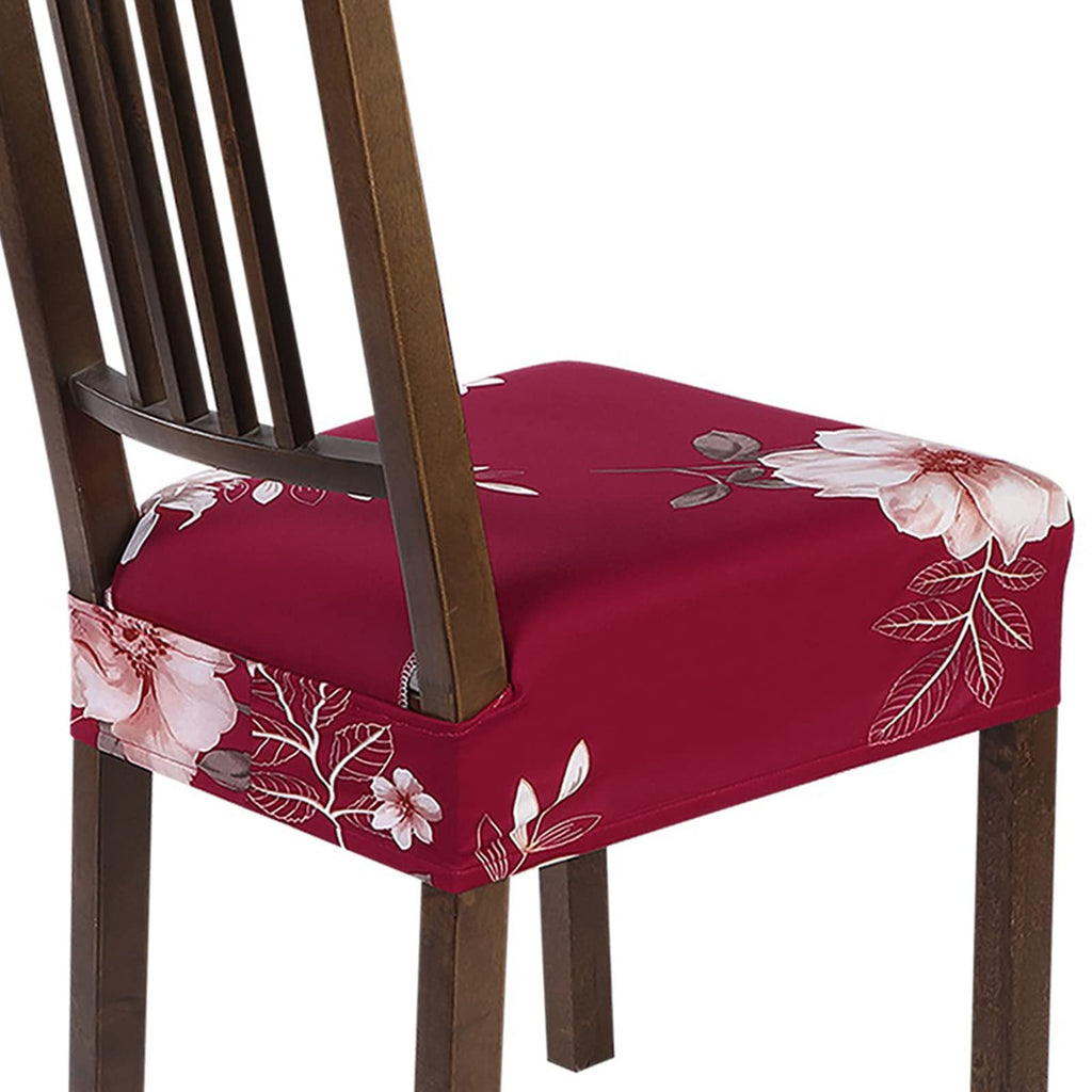 SearchI Stretch Dining Chair Seat Covers Set of 6, Soft Removable Washable Seat Cover for Dining Chairs, Dining Room Chair Cover Protector (Rear-Covered, Brown)