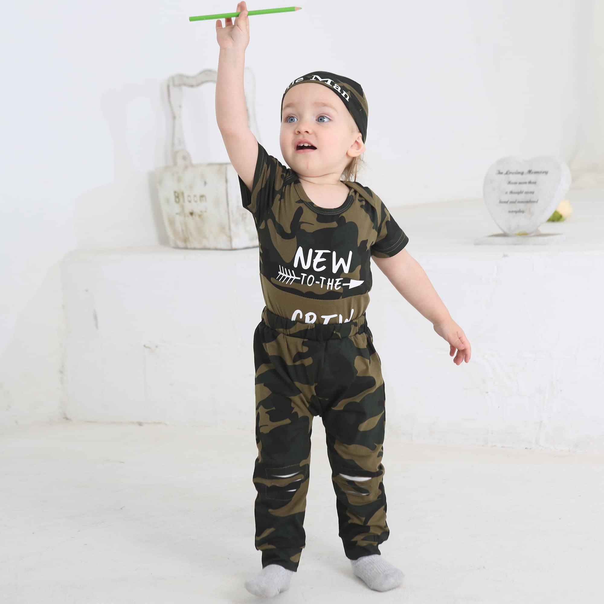 Renotemy Newborn Infant Baby Boy Clothes Outfits New to The Crew Outfits Long Pants Toddler Baby Boy Clothes Set