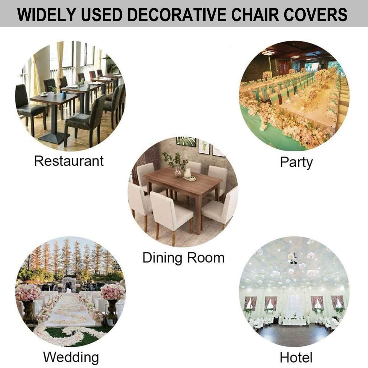 HZDHCLH 6 Pack Chair Covers for Dining Room,Soft Spandex Removable Washable Anti-dust Seat Slipcover, Protector for Hotel,Office,Ceremony,Banquet Wedding Party(Beige, Set of 6)