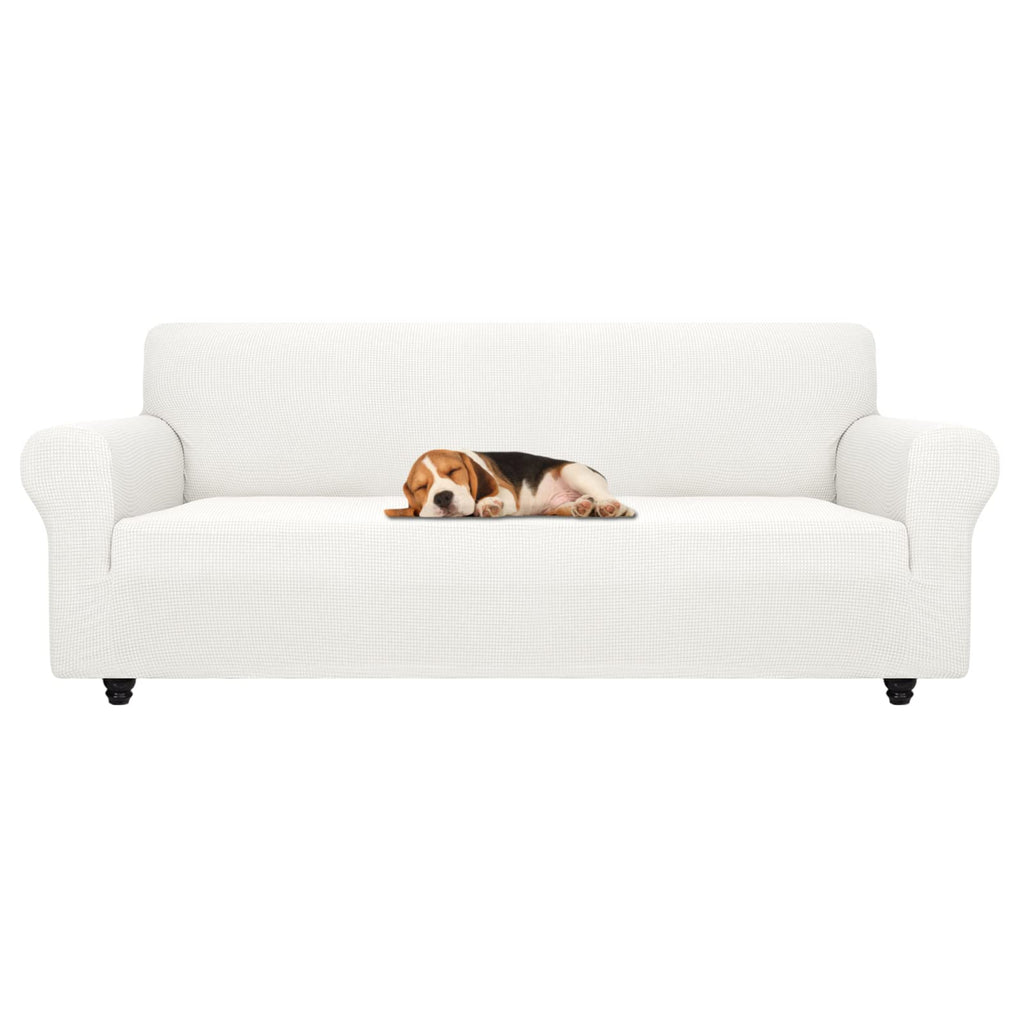 ZNSAYOTX Super Stretch Chair Slipcover (30"-47"), New Striped Sofa Chair Covers for Living Room, Dogs Pet Friendly Anti-Slip Chair Protector Spandex Armchair Slipcovers (Beige, Chair)