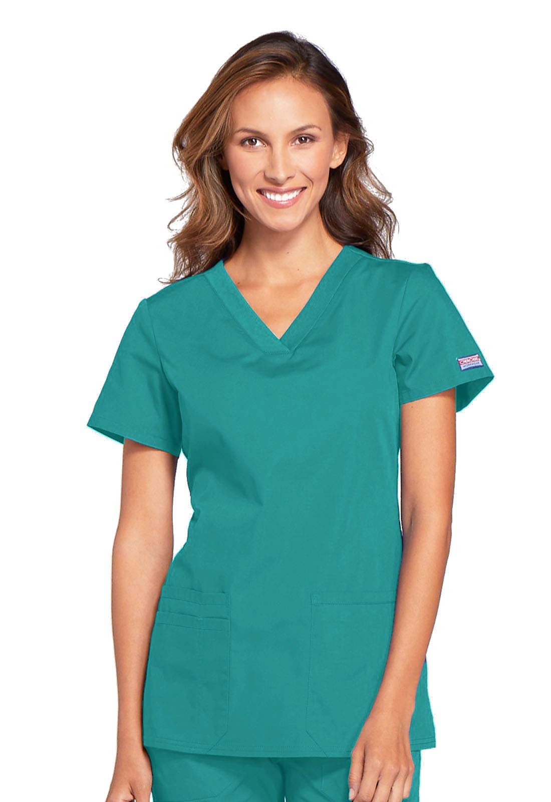 Cherokee Women's V-Neck Scrub Top - Modern Classic Shirt with 3 Pockets, Instrument Loop & Fade Resistant Fabric - WW645