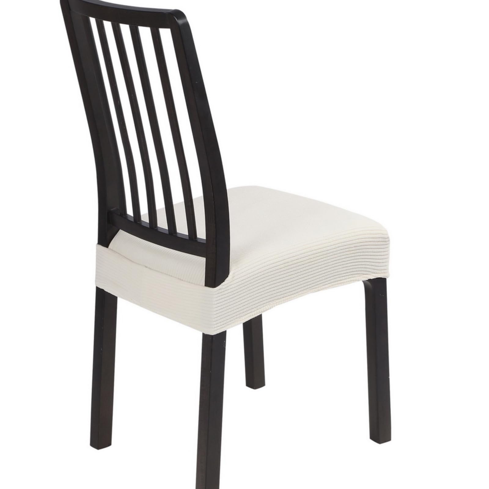 SearchI Stretch Dining Chair Seat Covers Set of 6, Soft Removable Washable Seat Cover for Dining Chairs, Dining Room Chair Cover Protector (Rear-Covered, Brown)