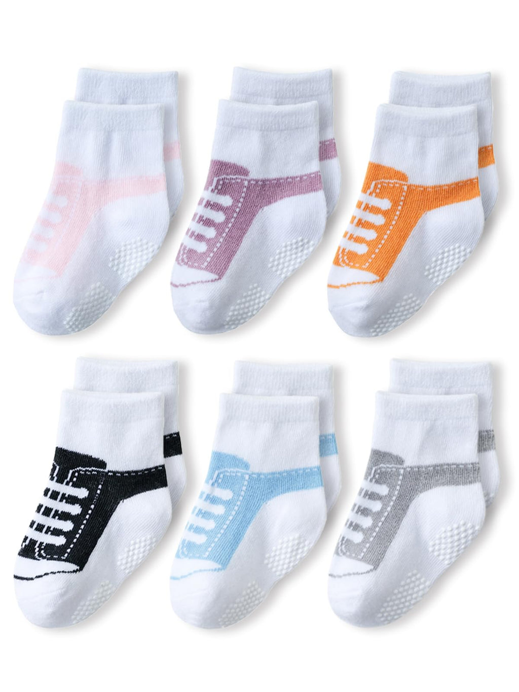 EPEIUS Unisex Baby Girls Boys Non-Slip Socks (Set of 6)